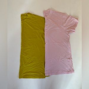Lululemon All Yours Short Sleeve Tees - Lot of 2, Size 8, Pink and Yellow
